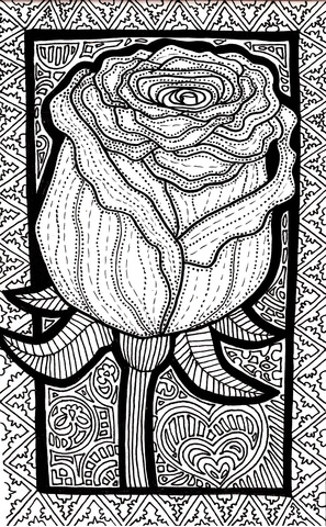 Rose Zentangle Coloring Page